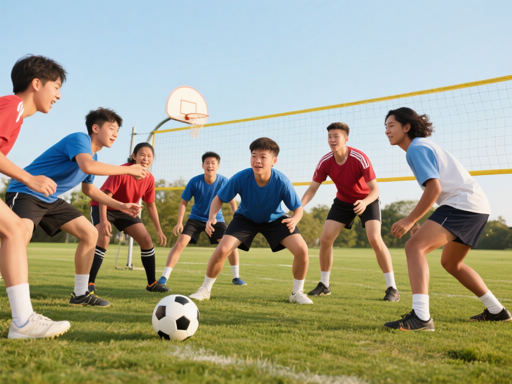 共同参与：参加团队运动如足球、篮球或排球，不仅能让